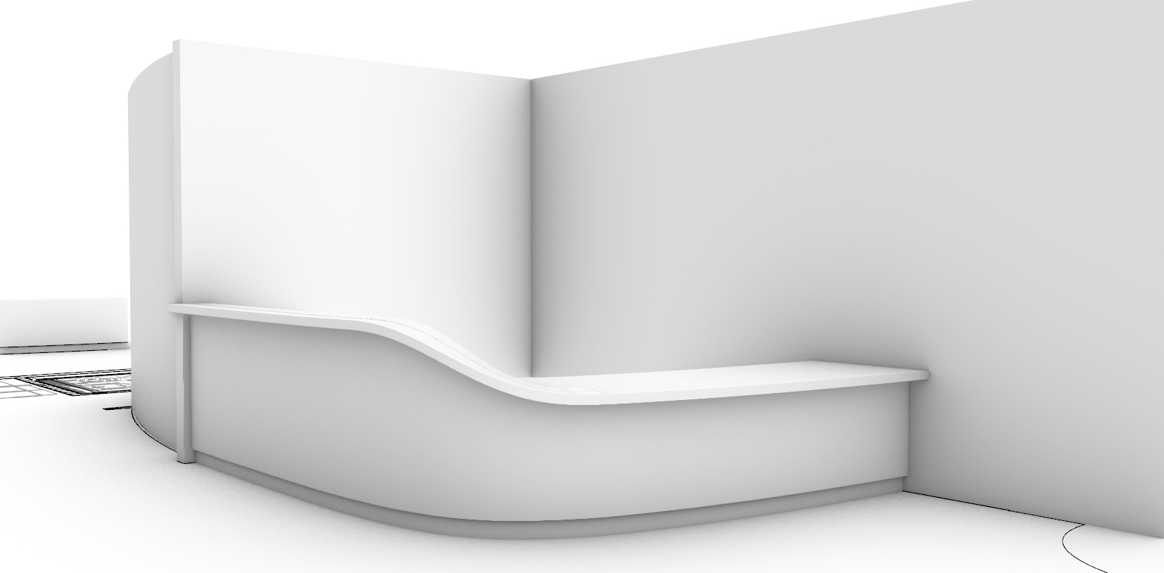 White clay model — the curve tested in three dimensions before materials.