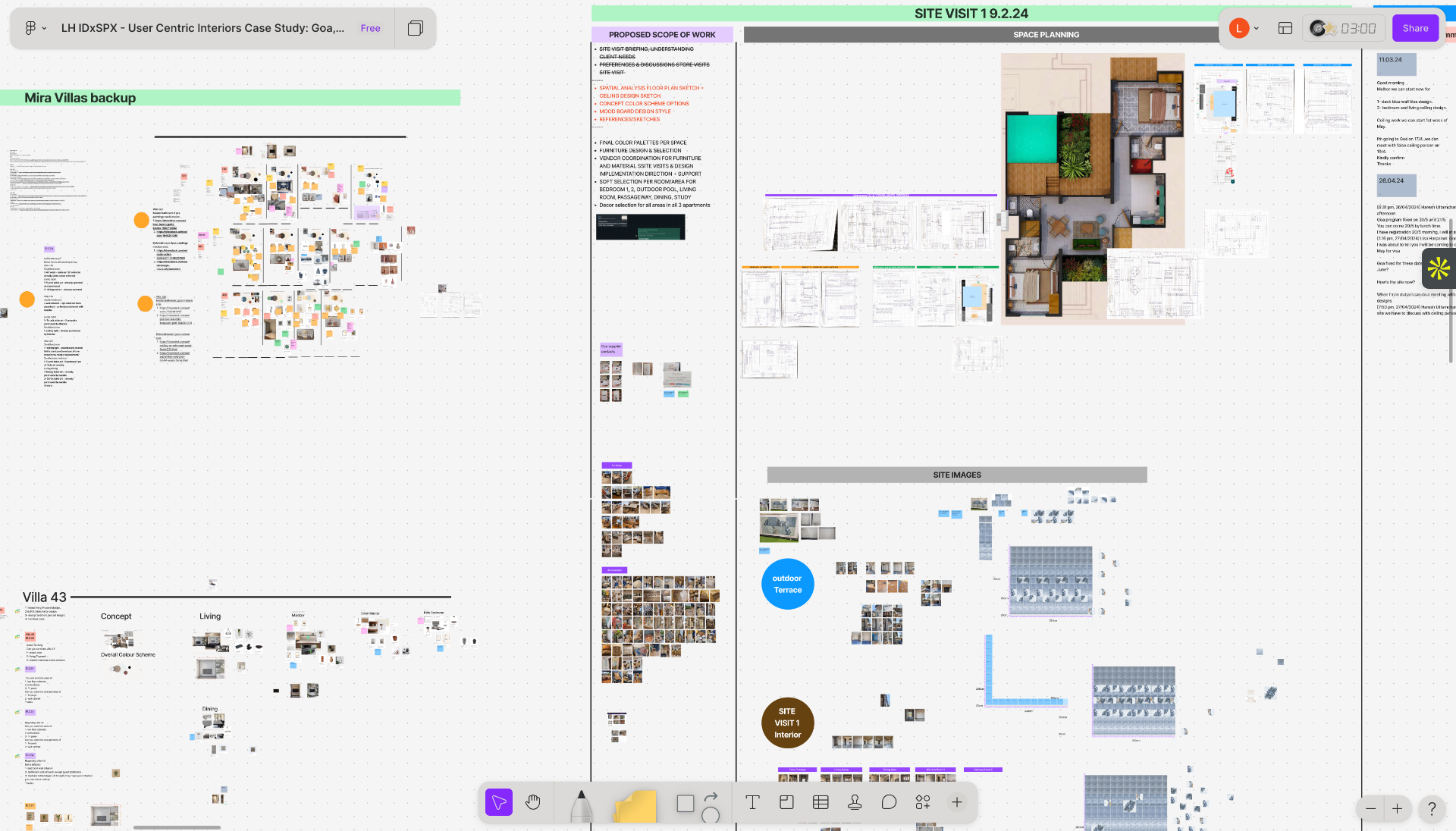 Collaborative concept board — FigJam canvas for Mira Villas, Apt 15, Goa